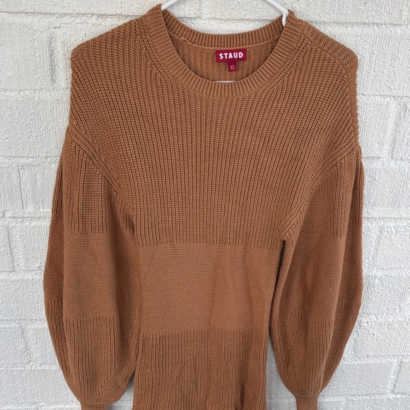 Staud Knit Marylebone Chic Long Sleeve Tan Knit Dress sz XS - Picture 7 of 10